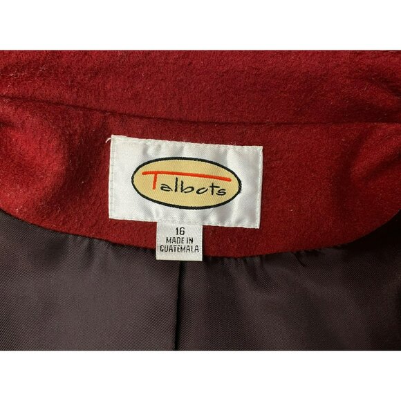 Talbots Wool Coat Size 16 Brick Red Peacoat Classic Zip Front Car Jacket - Picture 4 of 12
